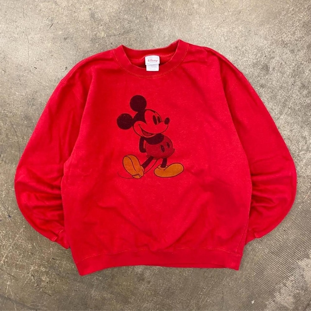 Vintage Disney Mickey Mouse 2000s Red Sweatshirt Crewneck Size Large